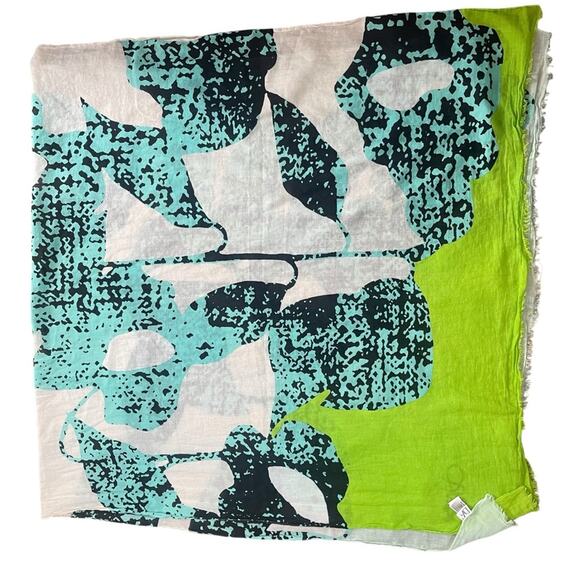 DVF Diane Von Furstenberg “Celeste” Cotton Scarf Wrap, Batik, Casual, Coastal - Picture 2 of 8
